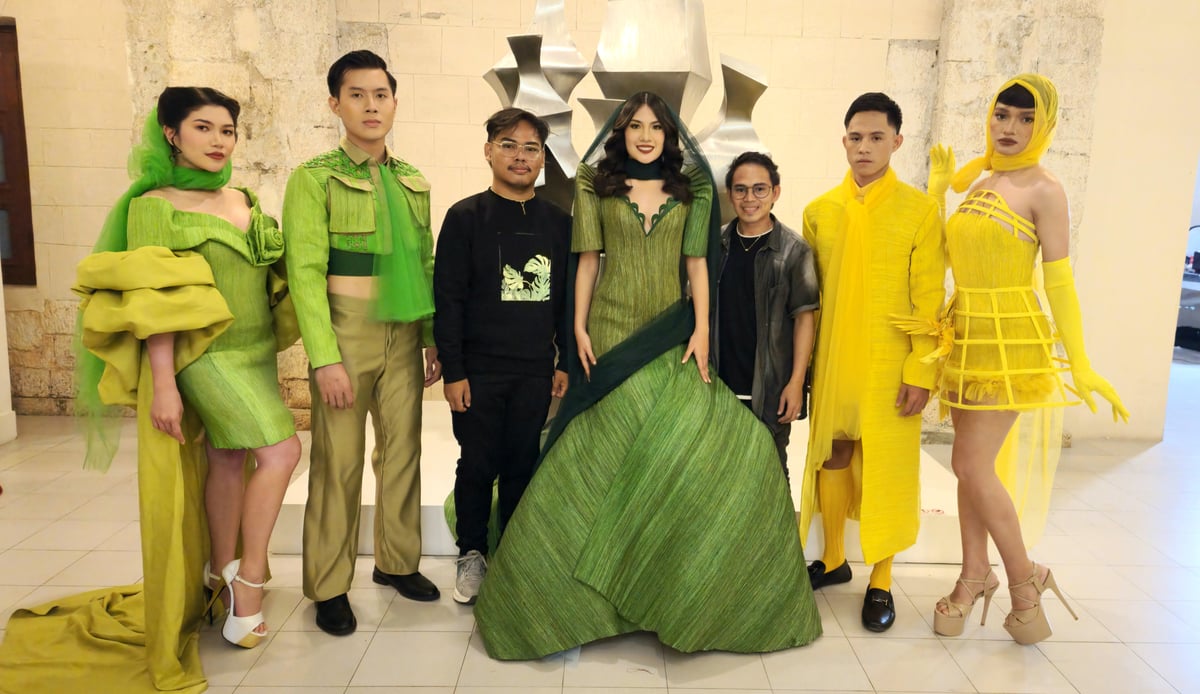 Designers Noel Bompat Estopito and Christian Kent Paglinawan with their creations.